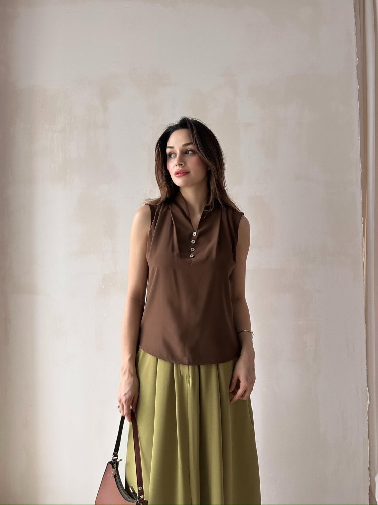 BRİTİSH Bluz 5084 - Acı kahve - Mooi Butik