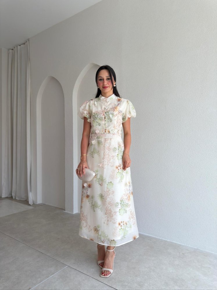BURGES Midi Elbise 8929 - Yeşil - Mooi Butik