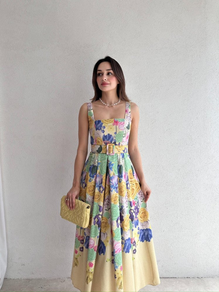 CADİLLA Midi Elbise 7839 - Sarı - Mooi Butik