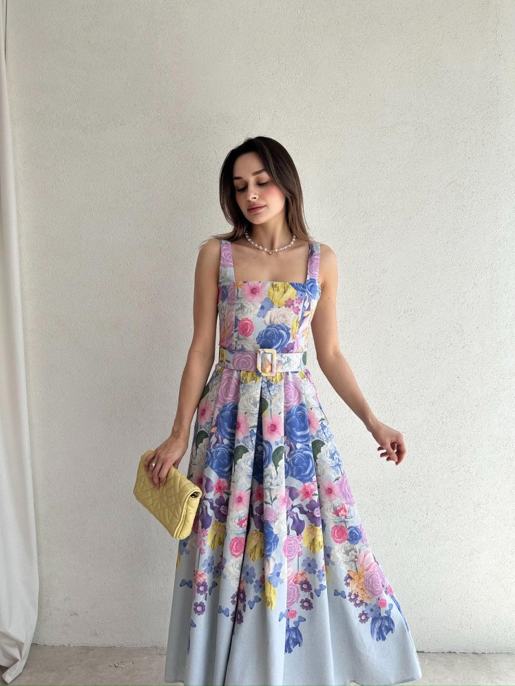 CADİLLA Midi Elbise 7839 - Mavi - Mooi Butik