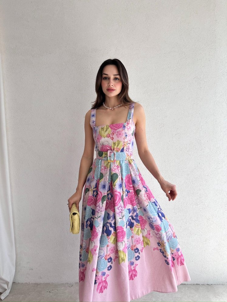 CADİLLA Midi Elbise 7839 - Pembe - Mooi Butik