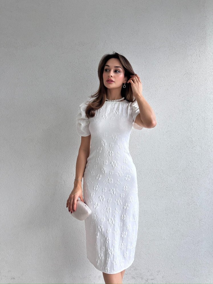 CALLOW Midi Elbise 8832 - Beyaz - Mooi Butik