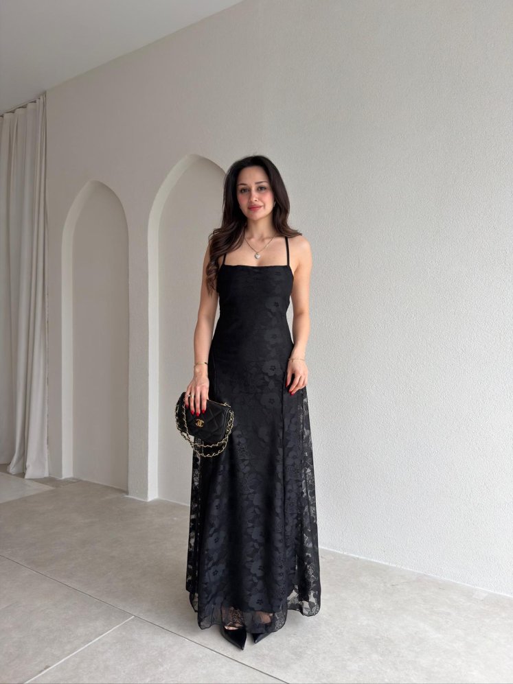 CALVİN Maxi Elbise 3478 - Siyah - Mooi Butik