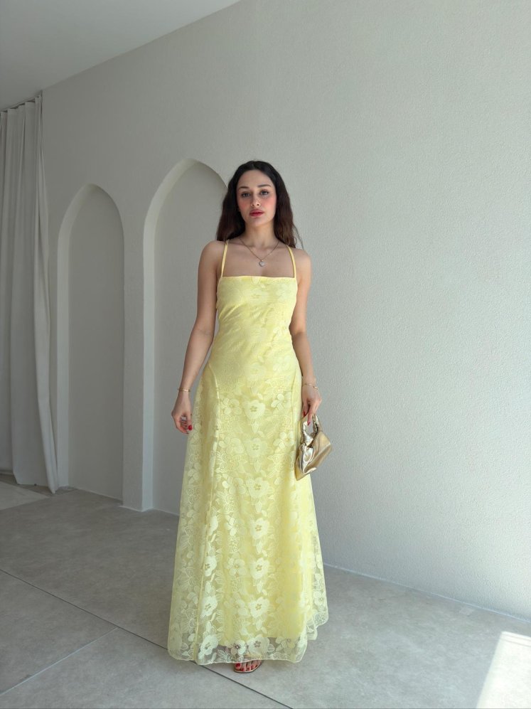 CALVİN Maxi Elbise 3478 - Sarı - Mooi Butik