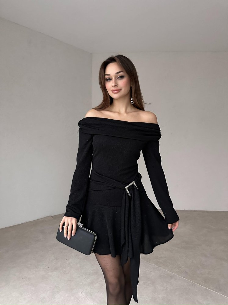 CARRER Mini Elbise 1613 - Siyah - Mooi Butik