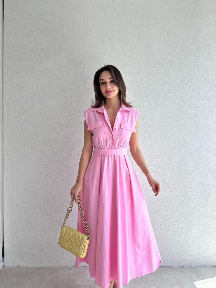 CASTEL Midi Elbise 8392 - Pembe - Mooi Butik