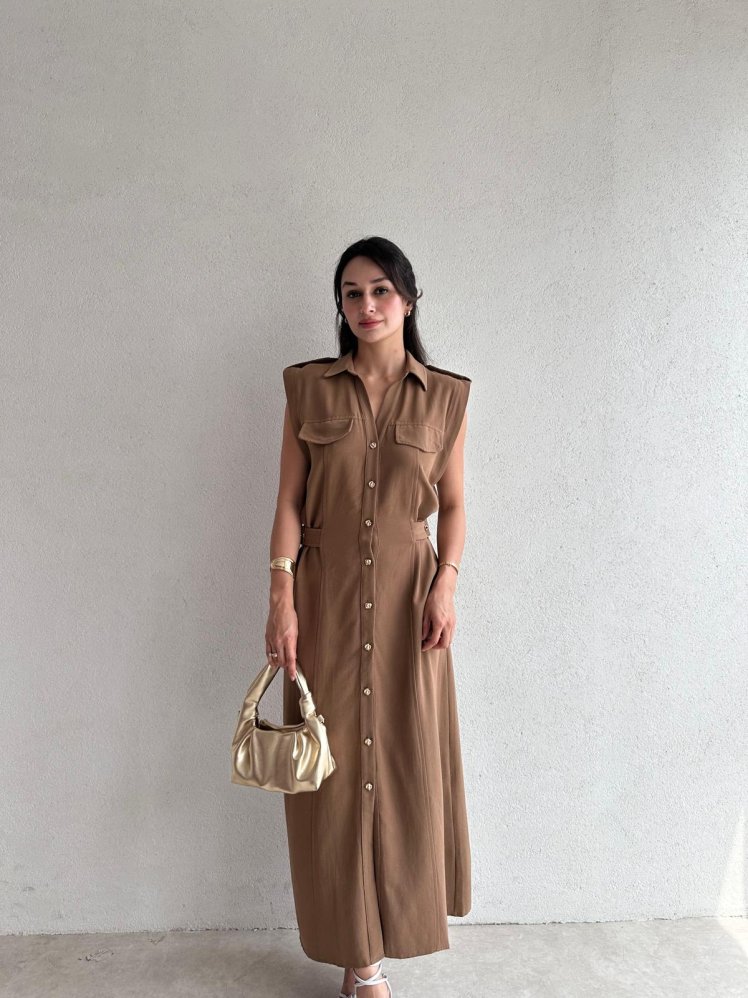 CELEBRİTY Maxi Elbise 8429 - Kahverengi - Mooi Butik