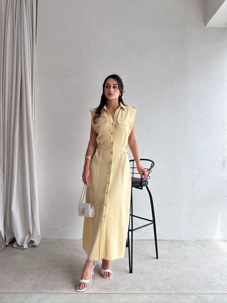 CELEBRİTY Maxi Elbise 8429 - Sarı - Mooi Butik