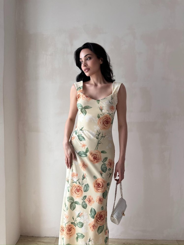 CELESTİA Maxi Elbise 0258 - Sarı - Mooi Butik