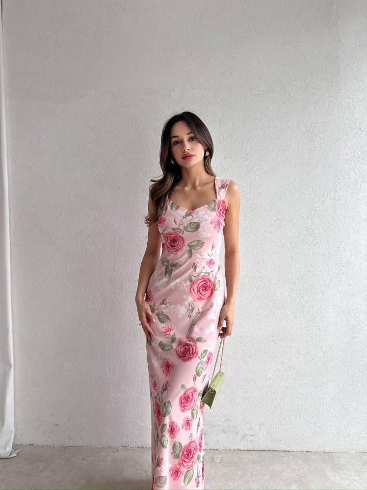 CELESTİA Maxi Elbise 0258 - Pembe - Mooi Butik