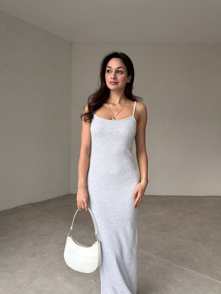 CHAPA Maxi Elbise 9211 - Gri - Mooi Butik