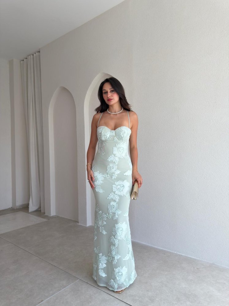 CHARM Maxi Elbise 3056 - Mint - Mooi Butik