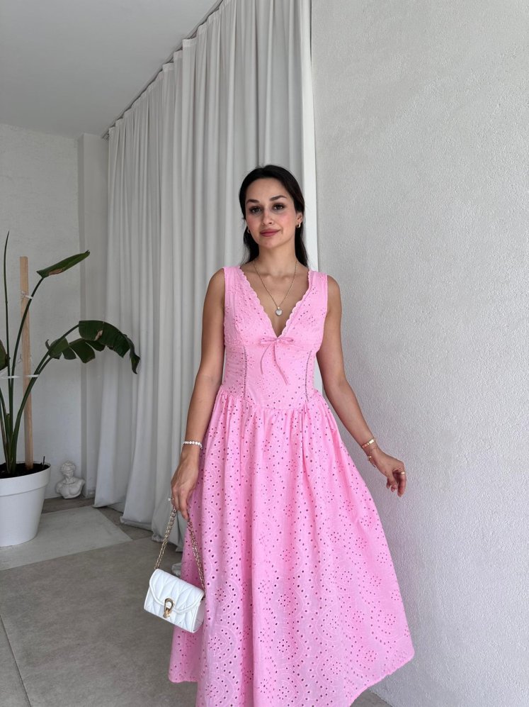CHERRY Midi Elbise 8031 - Pembe - Mooi Butik