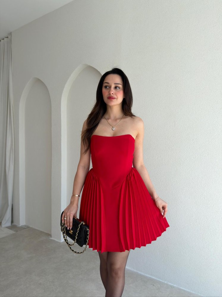 CHİKO Mini Elbise 5495 - Kırmızı - Mooi Butik