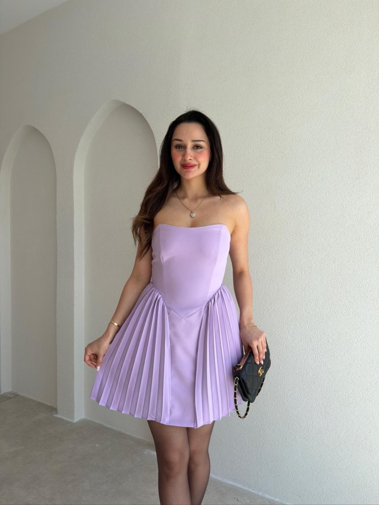 CHİKO Mini Elbise 5495 - Lila - Mooi Butik