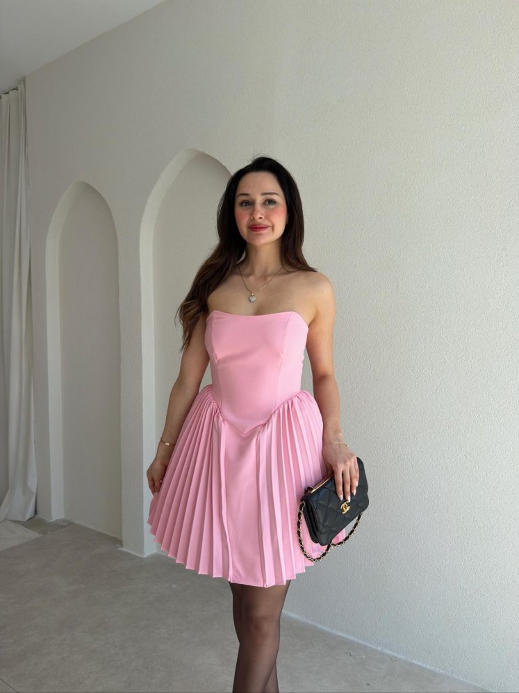 CHİKO Mini Elbise 5495 - Pembe - Mooi Butik