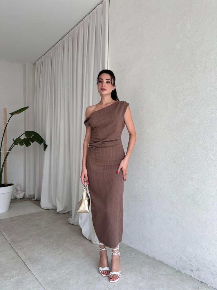 CHOOSE Elbise 8016- Kahverengi - Mooi Butik
