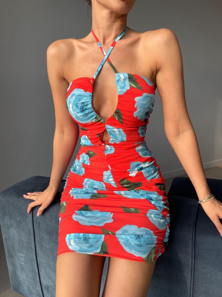 PAULİNE Elbise 4488 - Kırmızı - Mooi Butik