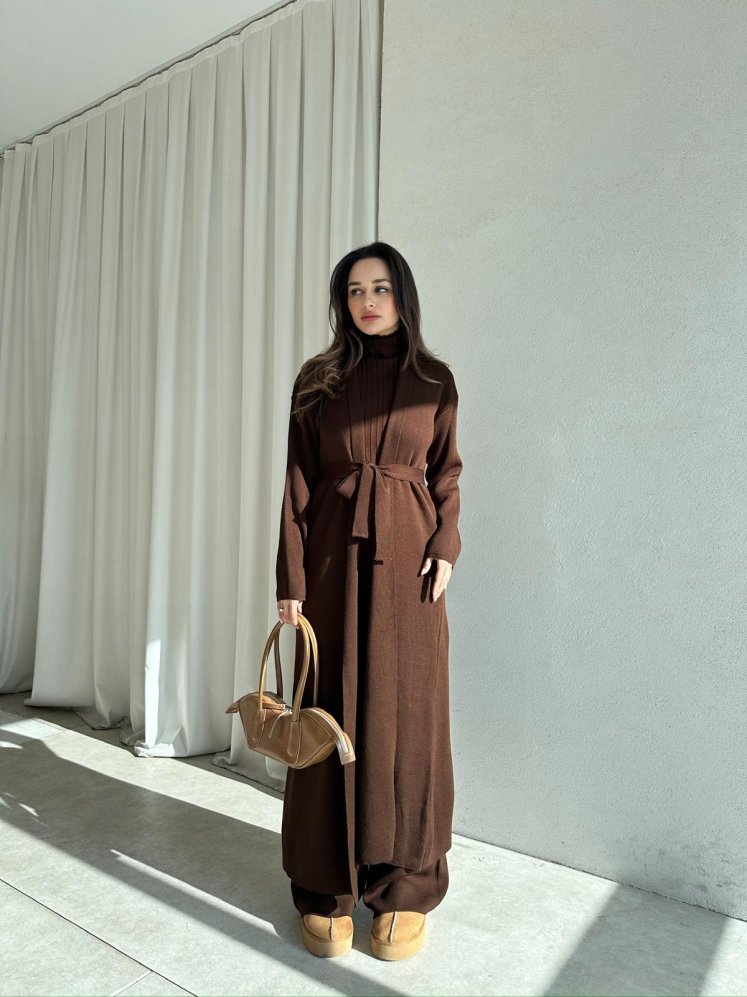 CİEL Triko Üçlü Takım 8418 - Acı Kahve - Mooi Butik