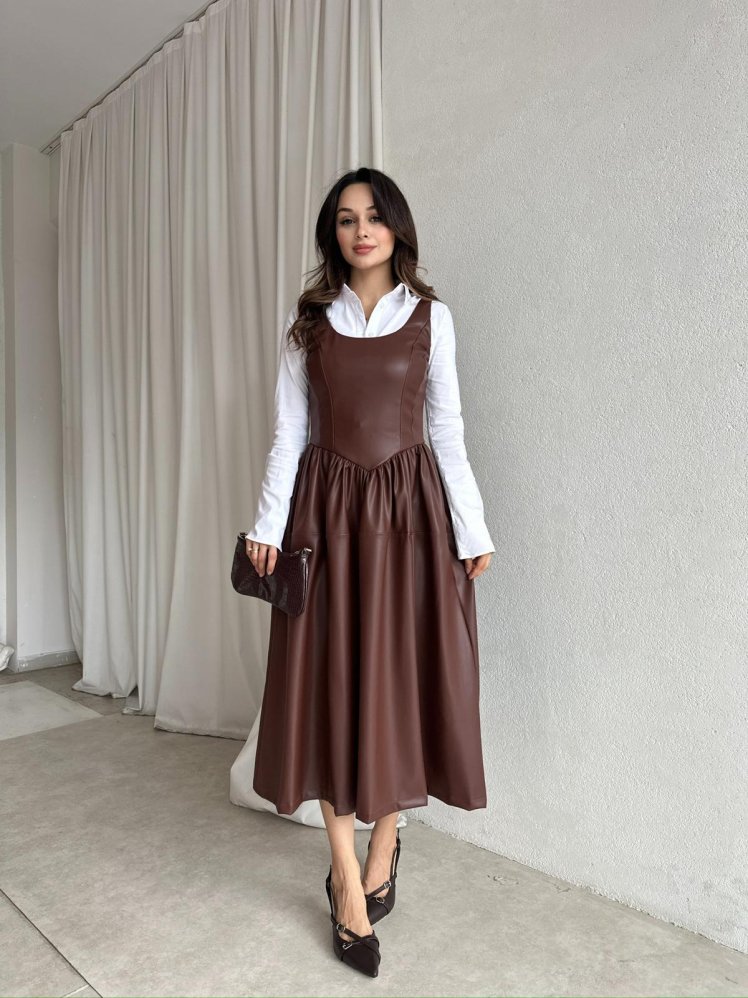 CİTY Elbise 8546 - Kahverengi - Mooi Butik