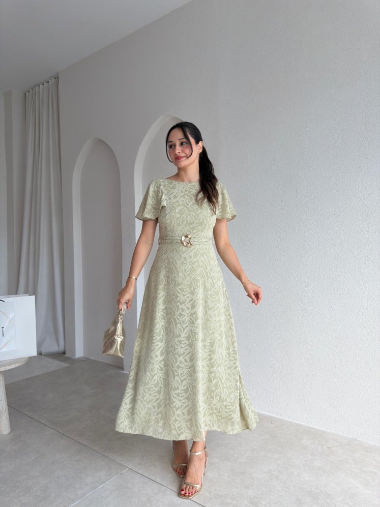 CLARİA Midi Elbise 3625 - Haki - Mooi Butik