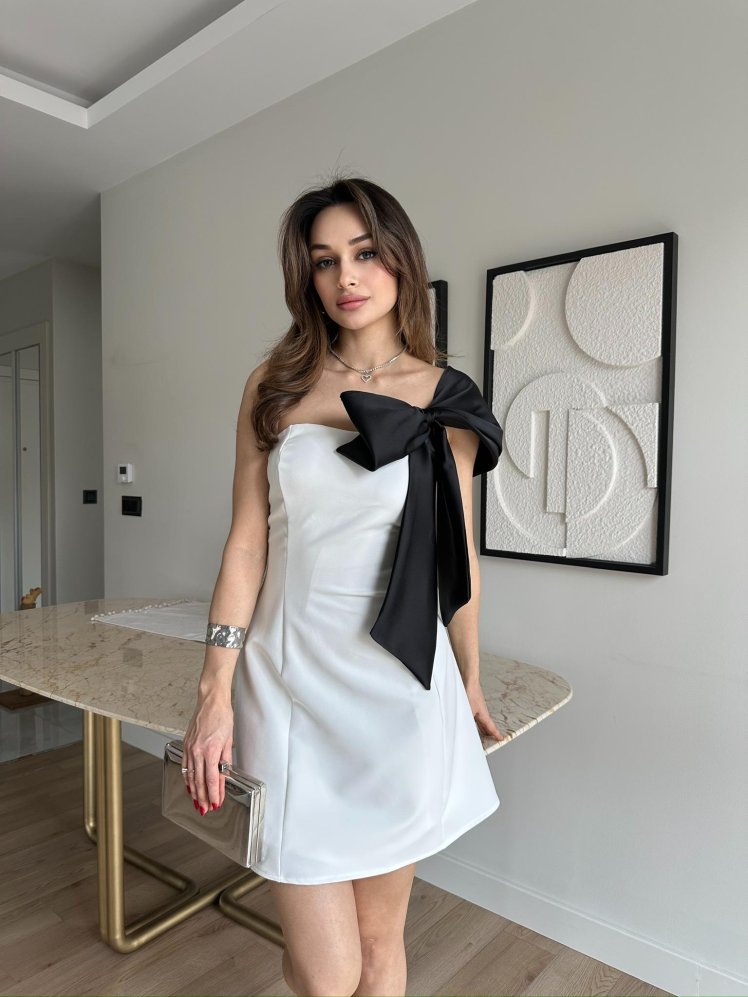 COAST Mini Elbise 7103 - Beyaz - Mooi Butik