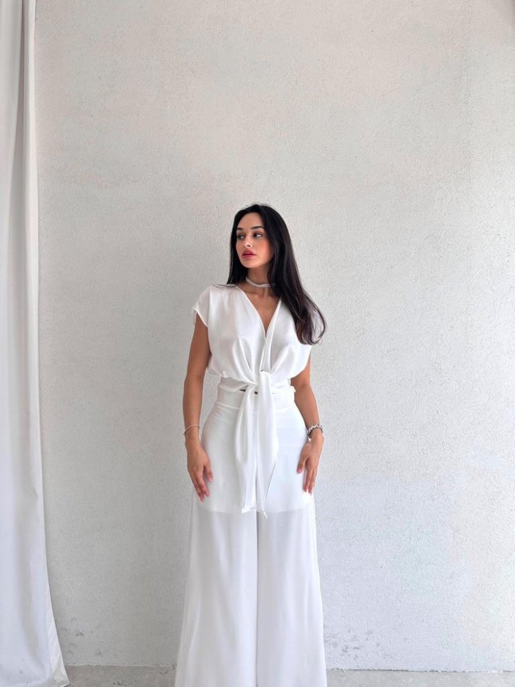 Cobe Saten Kumaş TALES Takım 3344 - Beyaz - Mooi Butik