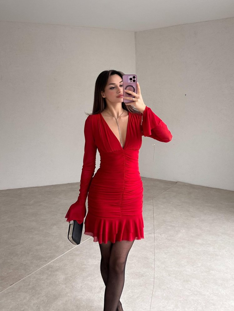 COCO Mini Elbise 1306 - Kırmızı - Mooi Butik