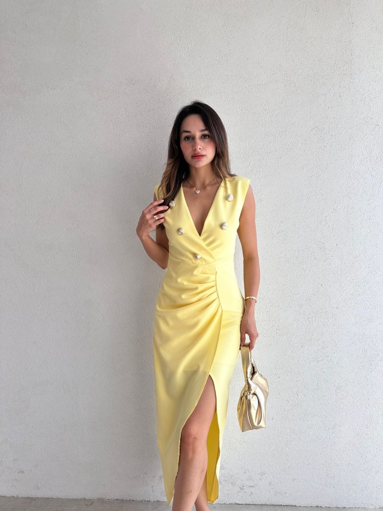 COMET Maxi Elbise 8750 - Sarı - Mooi Butik