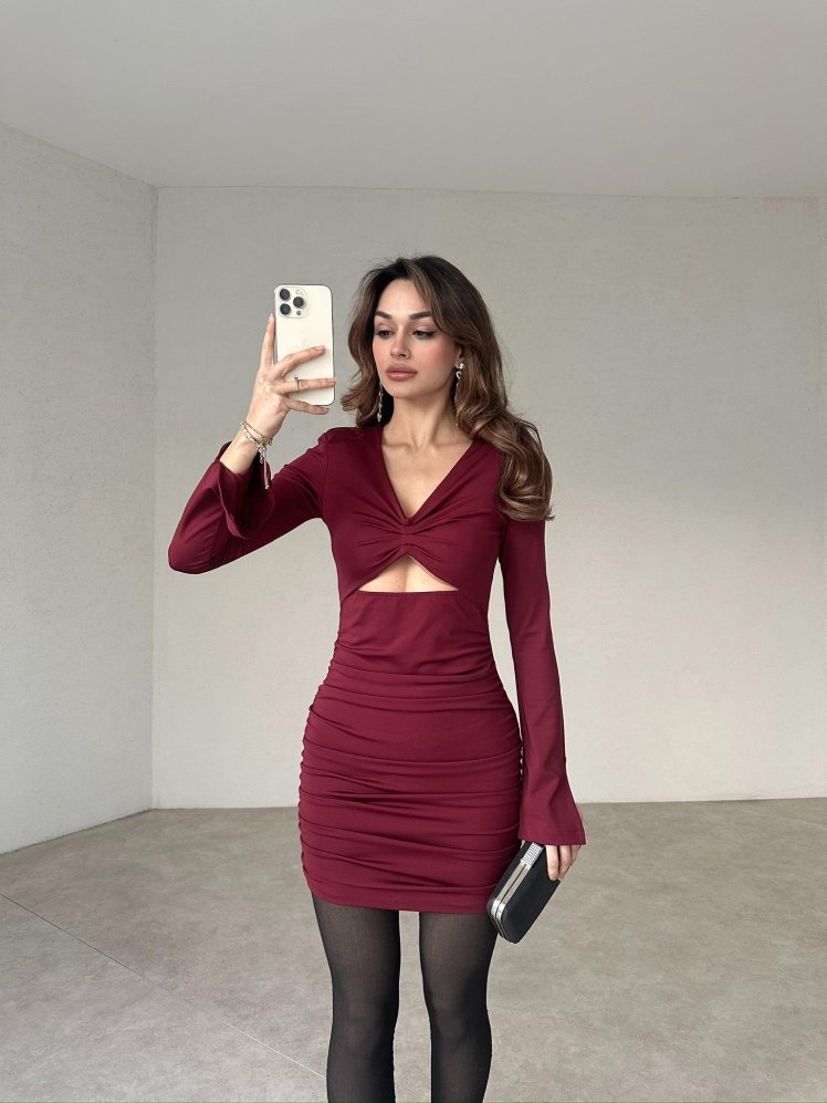 CORBUS Mini Elbise 8900 - Bordo - Mooi Butik