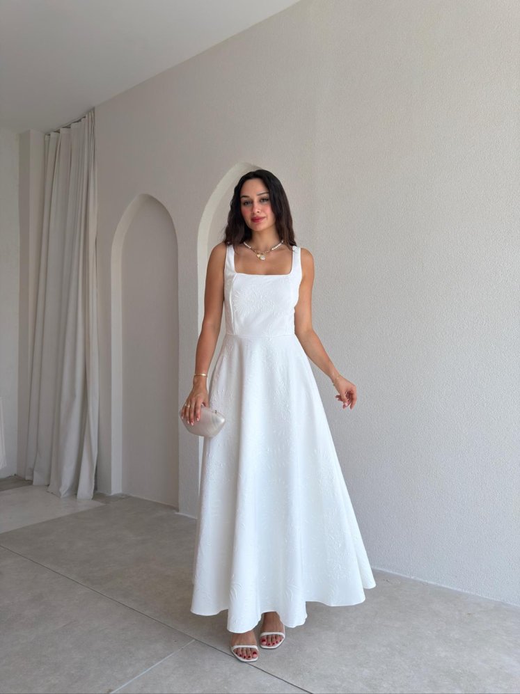 CORDOVA Maxi Elbise - 0714 - Beyaz - Mooi Butik