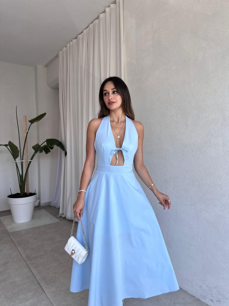 CORREX Maxi Elbise 5457 - Mavi - Mooi Butik