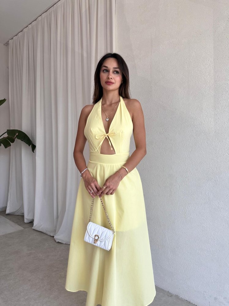 CORREX Maxi Elbise 5457 - Sarı - Mooi Butik