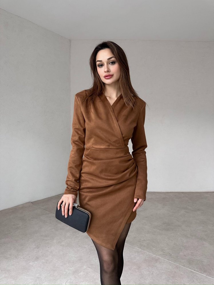 COWBOY Mini Elbise 3219 - Kahverengi - Mooi Butik