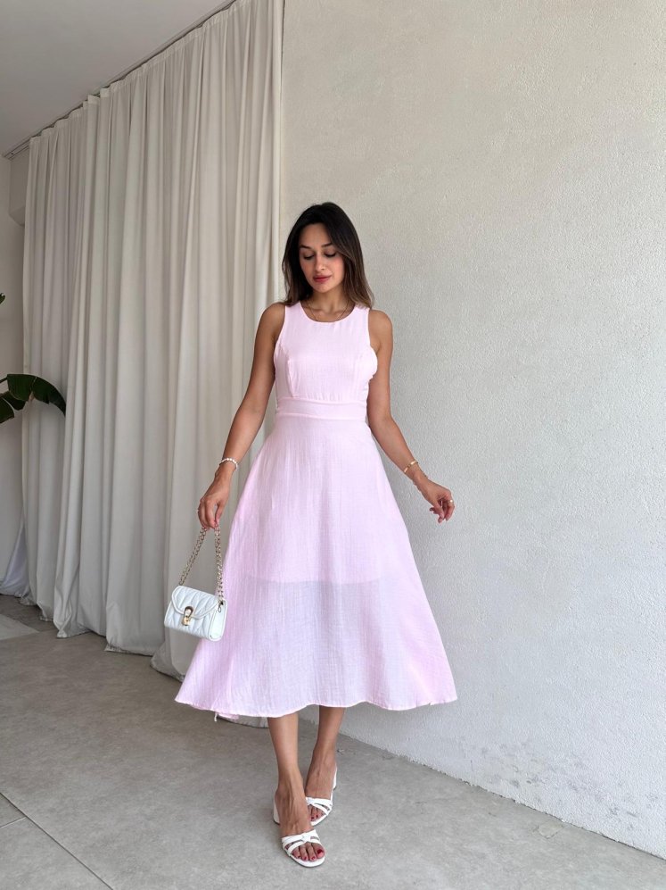 COZY Midi Elbise 4572 - Pudra - Mooi Butik