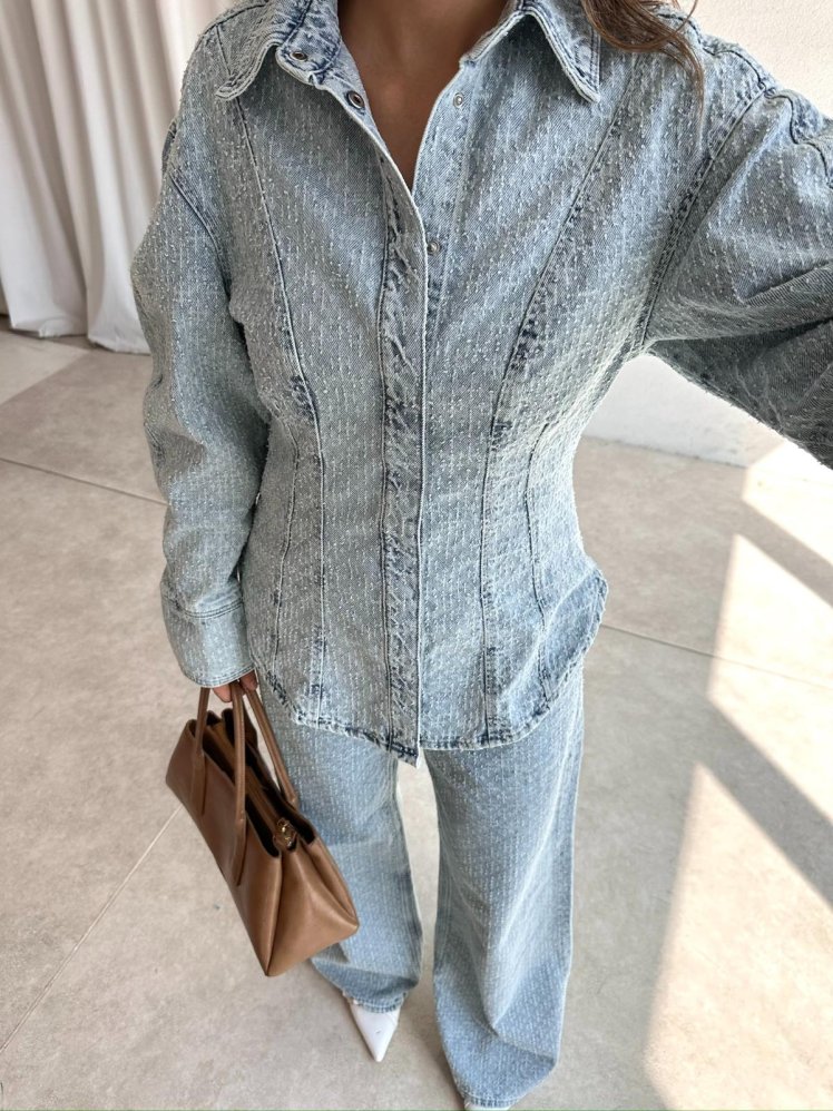 CRYSTAL Gömlek 8007 - Buz Mavisi - Mooi Butik