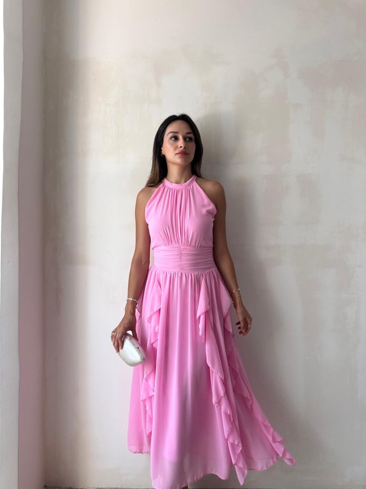 DALİA Maxi Elbise 8561 - Pembe - Mooi Butik