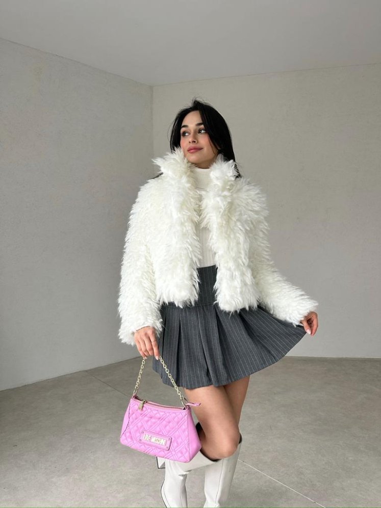 DAMİCO Çizgili Gri Etek 4733 - Mooi Butik