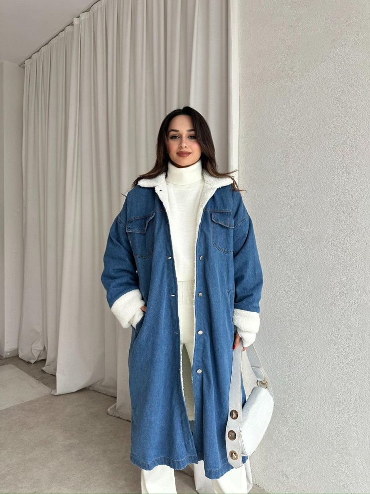 DAWKİN İçi Peluş Kaban 5200 - Mavi - Mooi Butik