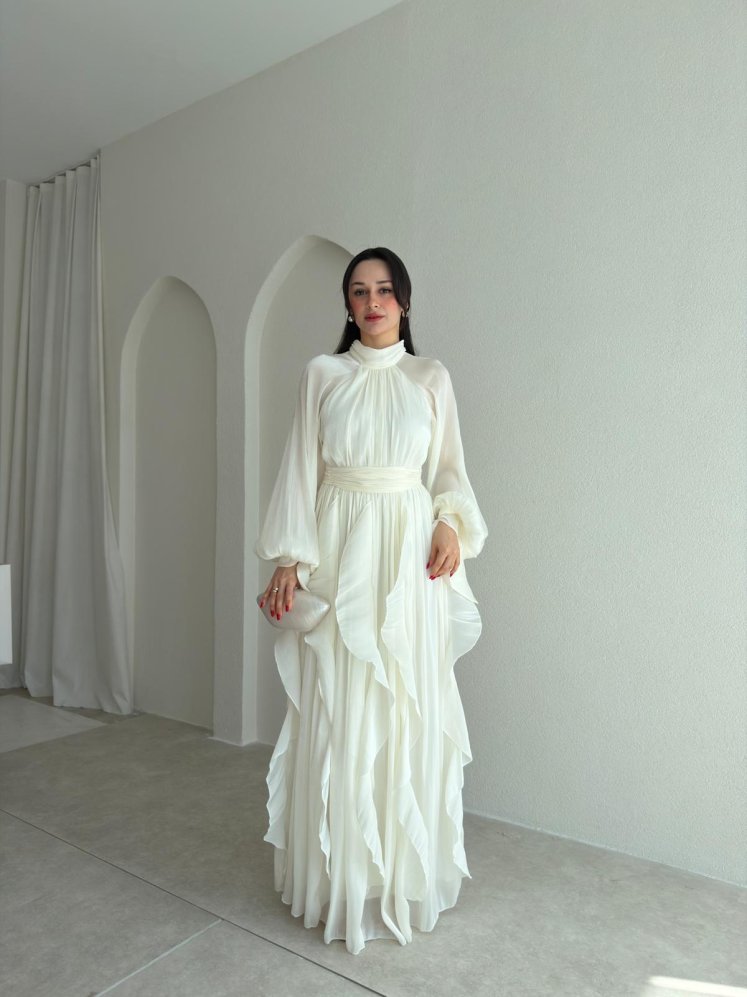 DELENA Elbise 8566 - Beyaz - Mooi Butik