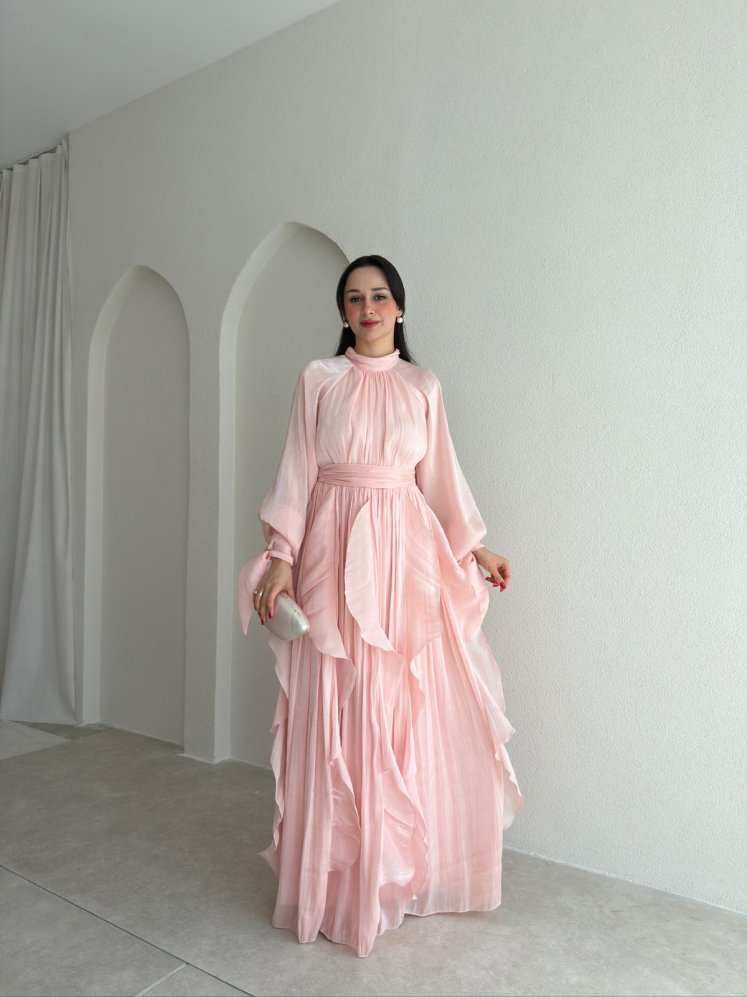 DELENA Elbise 8566 - Pudra - Mooi Butik