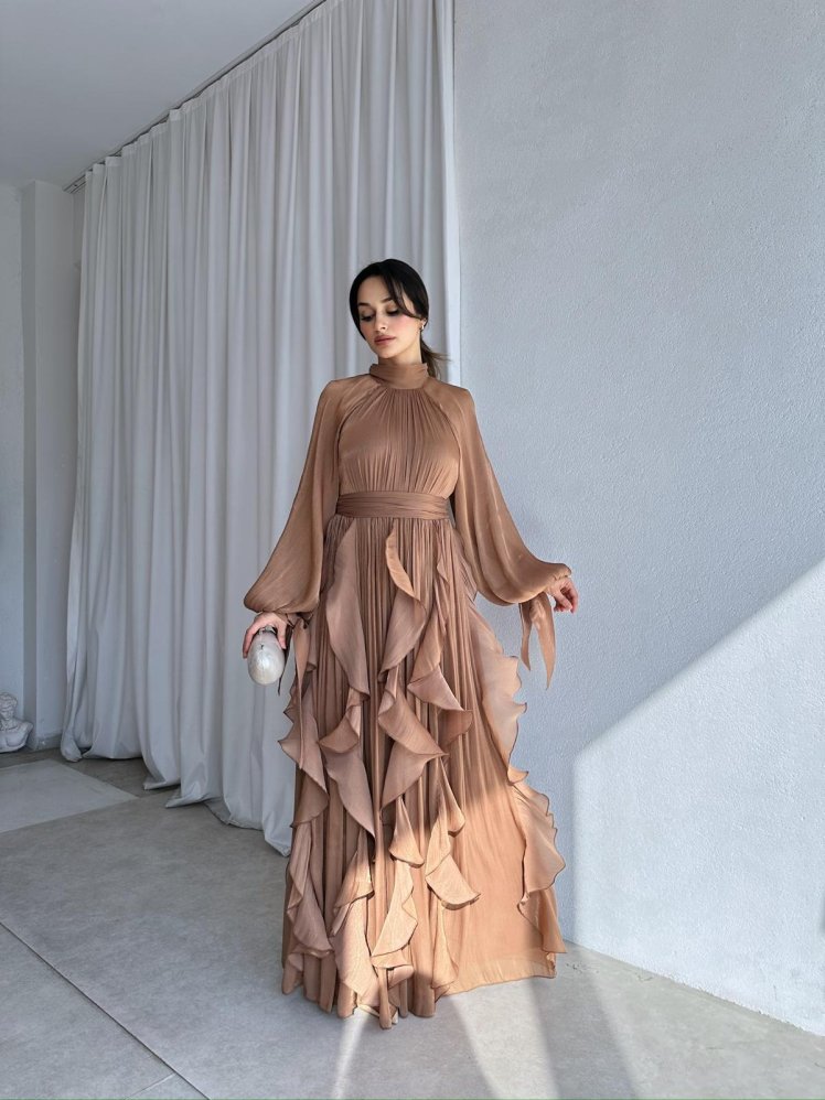 DELENA Elbise 8566 - Vizon - Mooi Butik