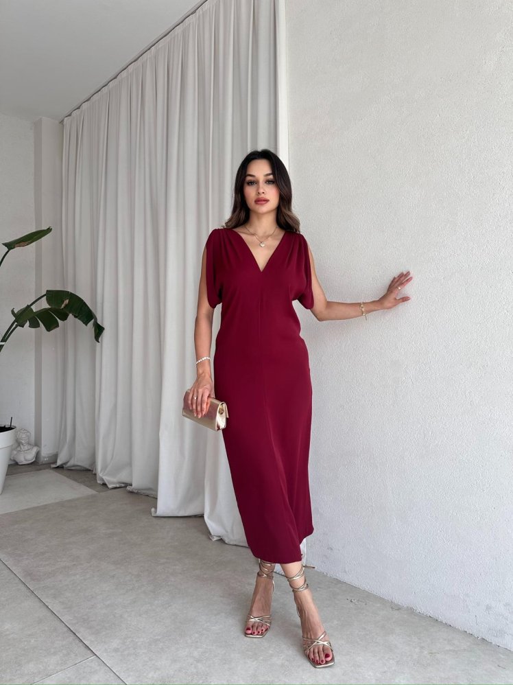 DEMON Midi Elbise 8304 - Bordo - Mooi Butik