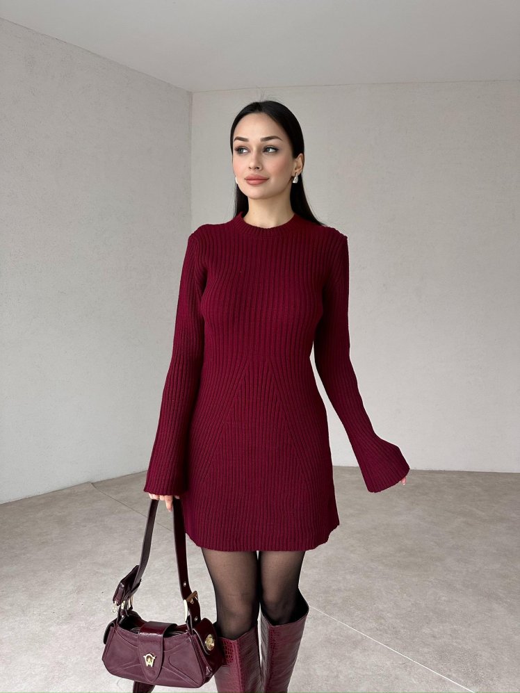 DEPELSHA Mini Elbise 5445 - Bordo - Mooi Butik