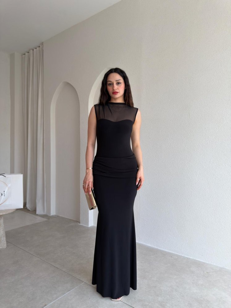 DERCOS Maxi Elbise 5509 - Siyah - Mooi Butik