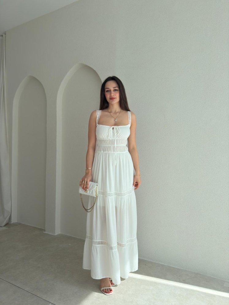 DEREK Maxi Elbise 3423 - Beyaz - Mooi Butik