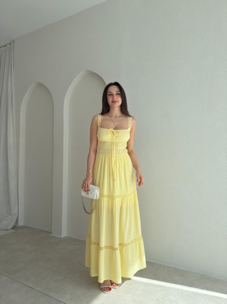DEREK Maxi Elbise 3423 - Sarı - Mooi Butik