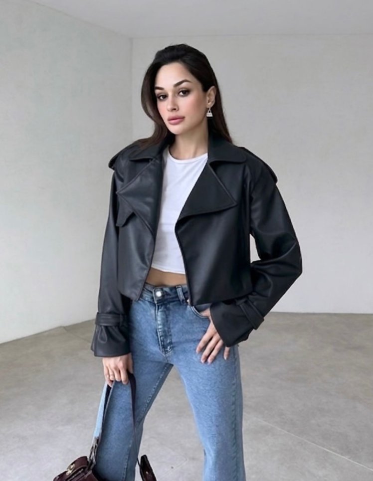 DERİ CEKET 7721 - Siyah - Mooi Butik