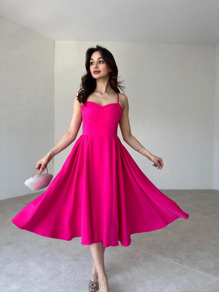 DERRİCK Midi Elbise 2995 - Fuşya - Mooi Butik