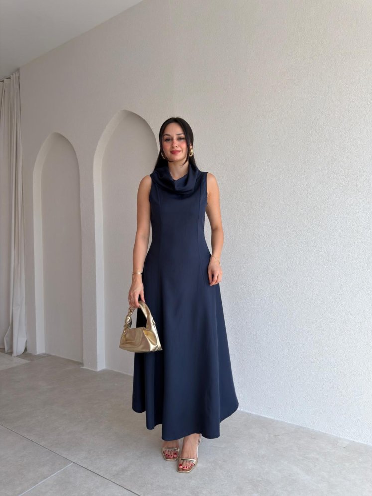 DEVİT Maxi Elbise 7715 - Lacivert - Mooi Butik